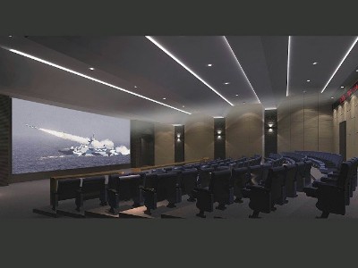 海军指挥学院影视厅建筑声学装修、LED屏、灯光音响程
